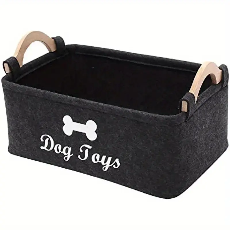 Felt Dog Toy Storage Box, 1 Count Pet Toy Laundry Basket, Durable Pet Toy Storage Box, Home Organizer for Living Room Bedroom Bathroom