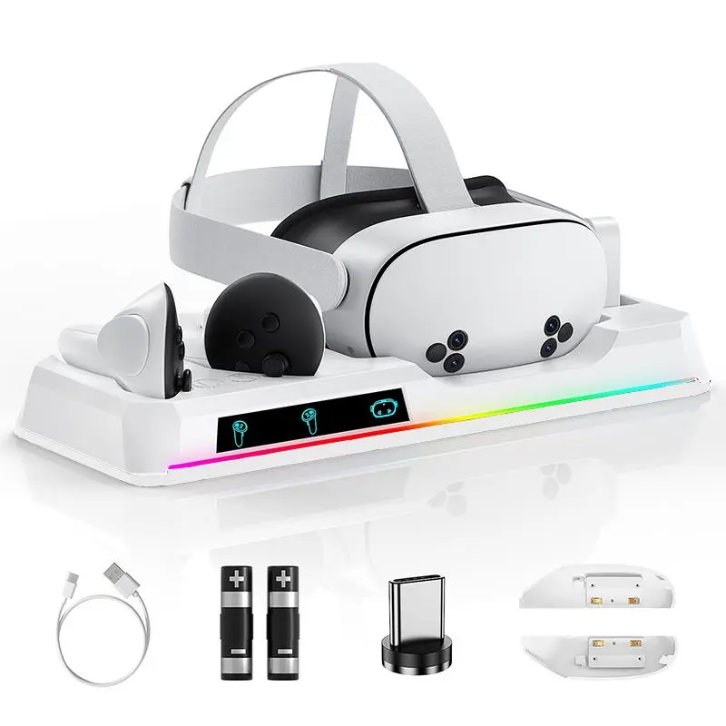 Fast Charging Dock Compatible with Quest 3 VR Headset & Controller, Charging Station Set with 2 Rechargeable Batteries (Not Compatible with Quest 2) 0