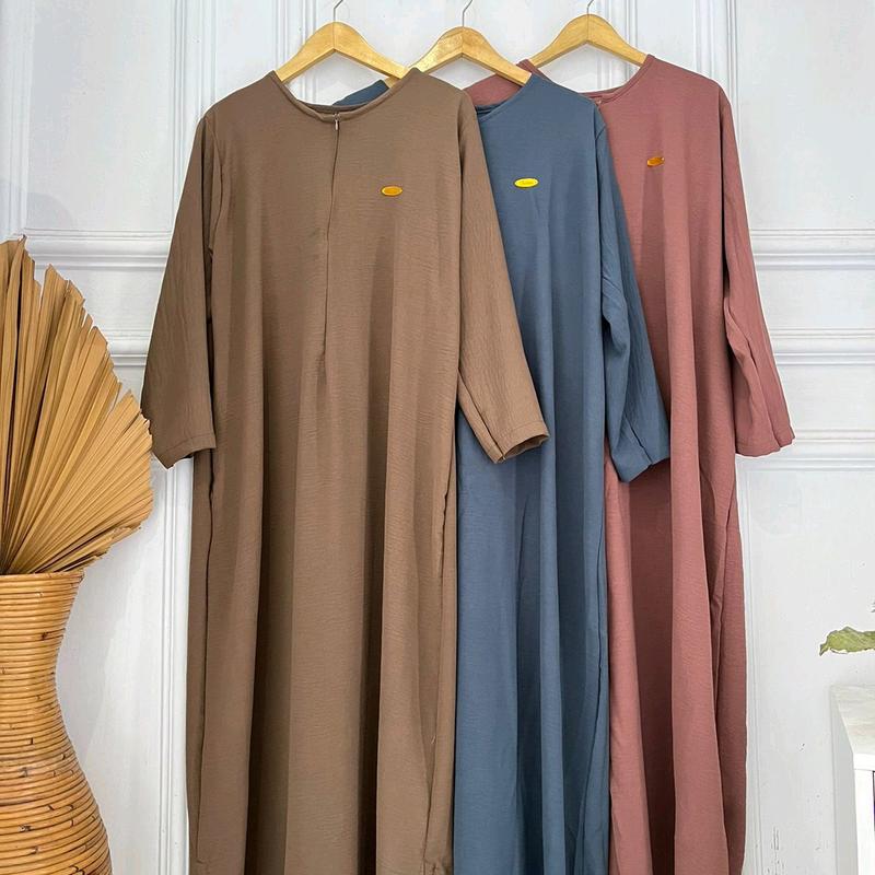 Tans Store - Long Daily Dress Abaya Daily Wanita Gamis Basic Simple Elegant Crinkle Muslim 2