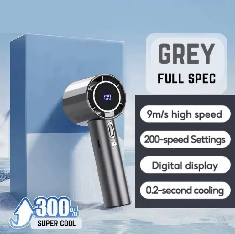 【COD】Quạt cầm tay tốc độ cao mới nhất, gió mạnh, điều chỉnh 100 cấp độ, màn hình LED, quạt mini cầm tay im lặng, có cáp sạc USB Phụ Kiện 8
