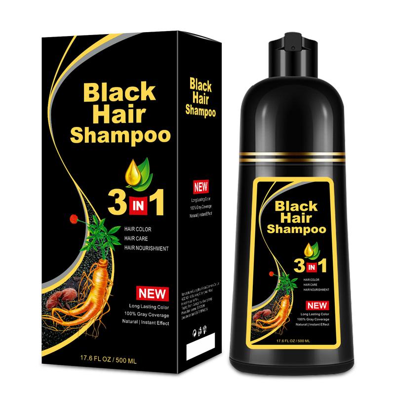 3 in 1 Black Hair Dye Shampoo - Can cover gray hairs,Herbal Ingredients Natural Hair Colour Shampoo,Contains Ginseng Extract,Natural Haircoloring,Phytocare,salon Haircare deep  conditioner Naturalblack 0