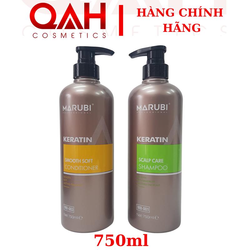 Dầu Gội xả Keratin Marubi 750ml hương nước hoa dành cho tóc khô xơ rối