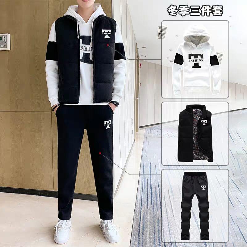 Product Introduction of Bộ Đồ Thể Thao Mùa Đông, Dành Cho Nam Giới, Lót Lông Cừu, Dày Dặn, Phong Cách Trẻ Trung, Phong Cách Hàn Quốc, Áo Len Áo Hoodie Ôm Sát, Bộ Áo Cardigan, Bộ Ba Mảnh 10