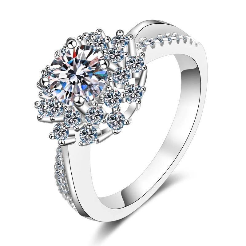 Product Introduction of LLXYW Real Moissanite Ring Sunflower for Women 0.8CT VVS1 Brilliant Halo Pendent 925 Sterling Silver Wedding Jewelry 9