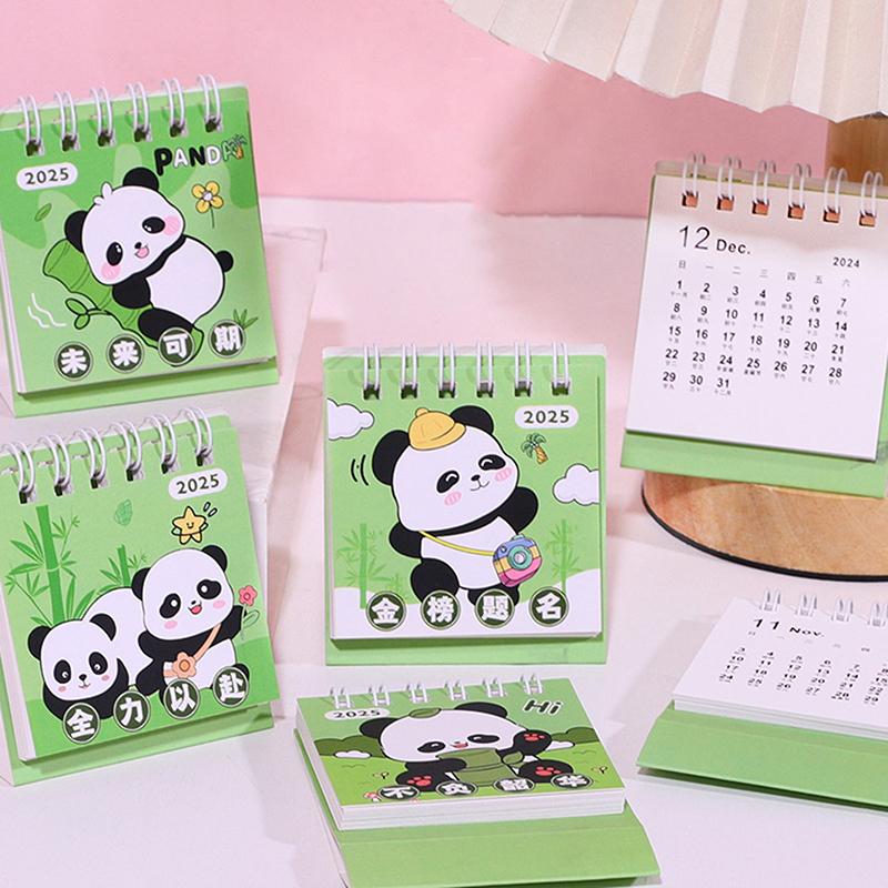 Lịch Để Bàn Mini Hoạt Hình, Lịch Bỏ Túi Cầm Tay Thiết Kế Hình Động Vật Gấu Trúc Dễ Thương, Quản Lý Lịch Trình Thời Gian, Đồ Trang Trí Để Bàn, Năm 2025 1