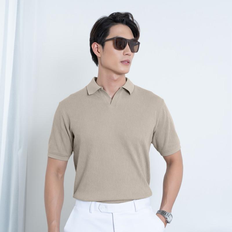  Áo Polo OTIS STAR sớ vải vân gỗ cổ áo chữ V Form Regular Fit chất vải co giãn thoải mái. 240gsm 