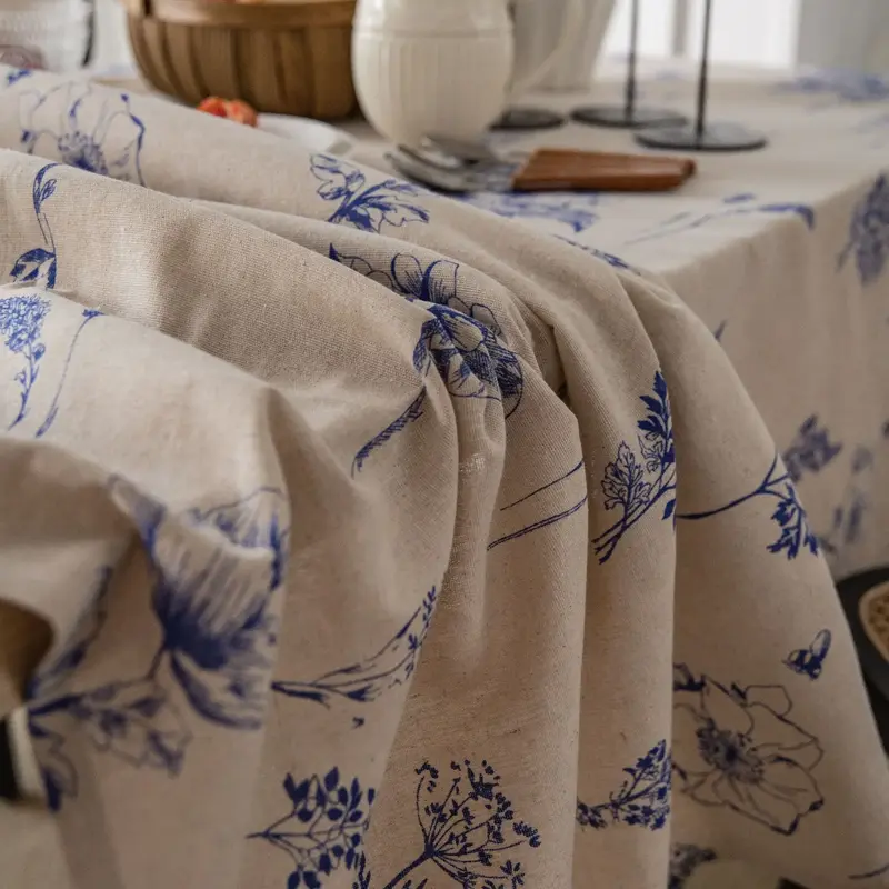 Khăn trải bàn hình chữ nhật, chất liệu cotton và vải lanh in họa tiết, thích hợp để trang trí bàn ăn tại nhà, trang trí nhà bếp và phòng ăn, chống bụi, bền thảm  trải  bàn  trang  điểm 2