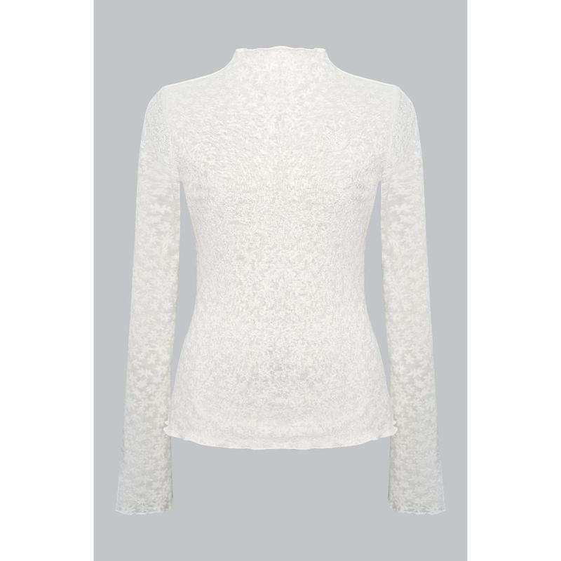 Áo Dáng Ôm Cổ Lọ Dài Tay 2T41.2508L. Áo Thun Nữ Ôm Body Thanh Lịch. Áo Ren Ôm Tôn Dáng Thiết Kế Bởi JM Dress Design