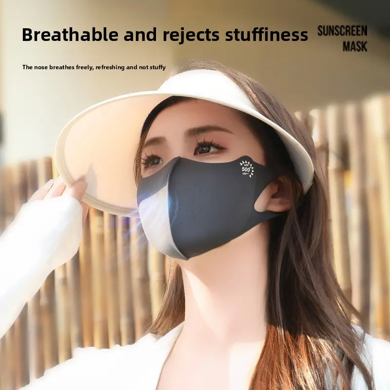 UPF500 Sun Protection Ice Silk Mask for Women High Appearance Eye Protection Sunshade UV Protection 7A Antibacterial Hyaluronic Acid Mask