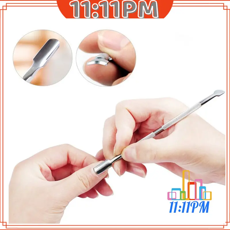Alat Pendorong Kulit Kutikula Nail Pembersih Kuku Kutikula Pusher Manicure Cuticle Pusher Stainless Steel 0