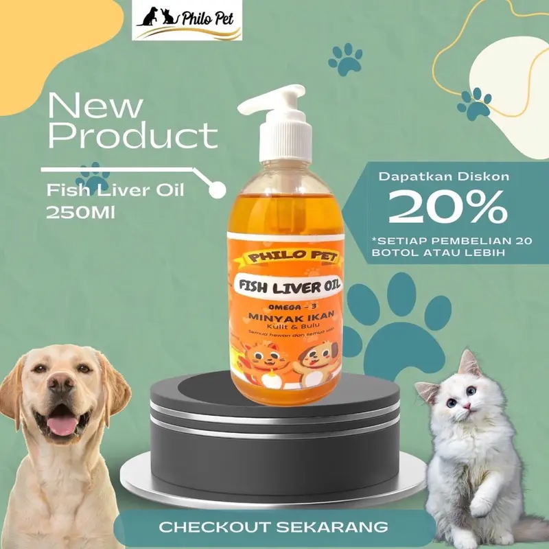 250ml - FISH LIVER OIL / COD LIVER OIL / MINYAK IKAN / VITAMIN BULU KUCING & ANJING / Suplemen Kulit BULU KUCING & ANJING(ORIGINAL) 0