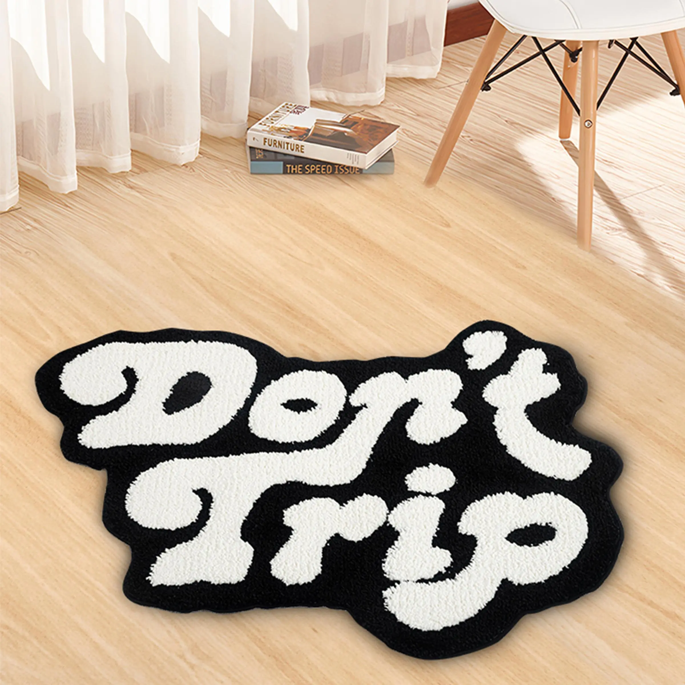 Don't Trip Letter Pattern Rug, 1 Count Non-slip Washable Floor Mat, Soft Floor Carpet, Decorative Rugs for Home Living Room Bedroom Hotel