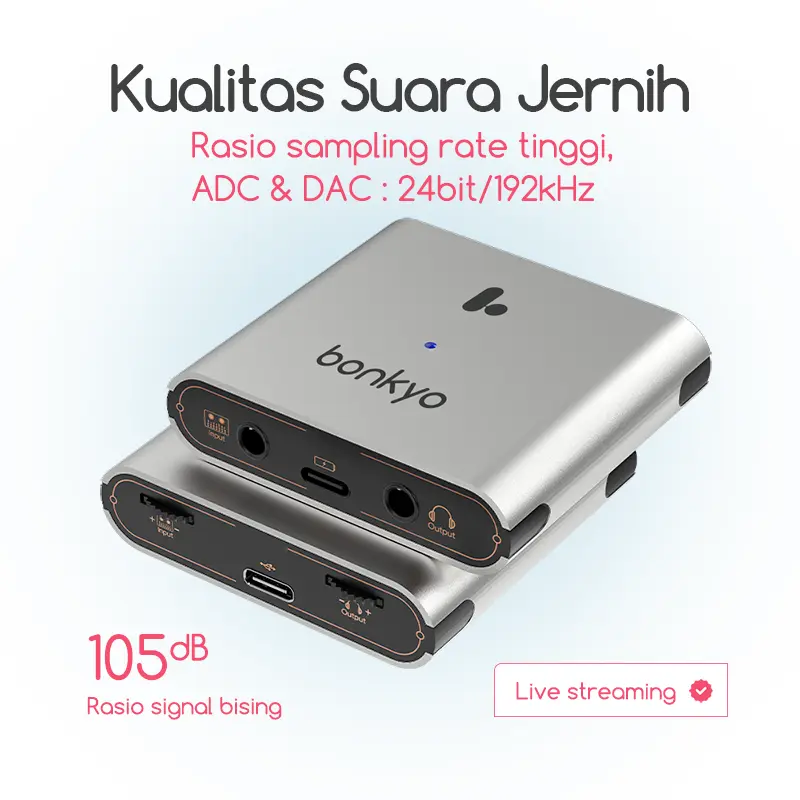 Bonkyo Live Streaming Dock Audio Live Stream Converter 2 in 1 Lightning Type C for Android / Iphone 1