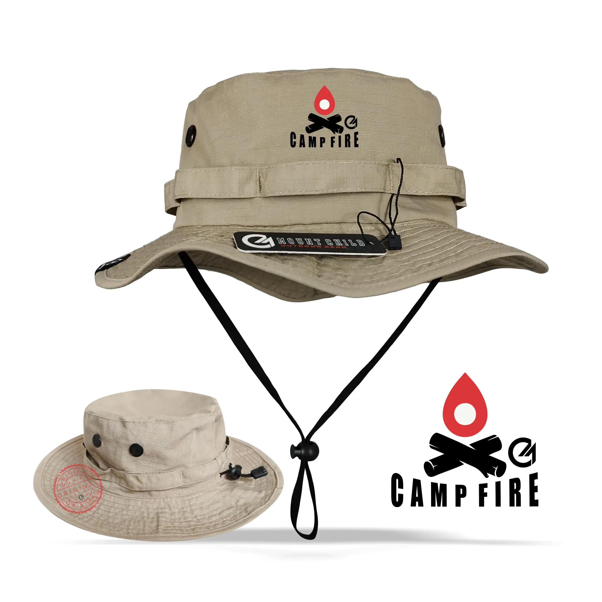 Topi Rimba Premium Tebal Mountchild apparel Camping Outdoor Logo Campfire Code 001 Pria Wanita Nyaman Uniseks Cepat Kering