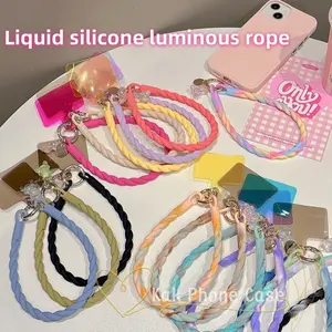 Liquid Silicone Luminous Teddy Bear Short Phone Lanyard  Hand-held Rope Suitable for Mobile Phones for IPhone 16 17 15 14 13 12 11 Pro Max
