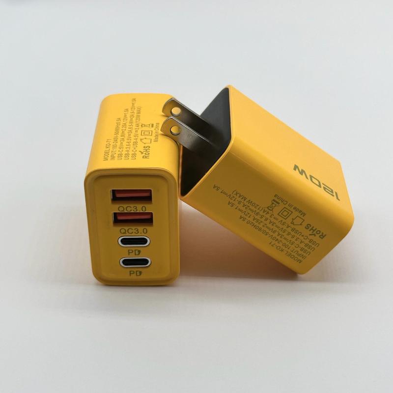 Bộ sạc sạc nhanh,  USB kép + Type-C kép, Sạc nhanh PD Nhiều Cổng, Tiêu chuẩn Hoa Kỳ và Châu Âu, Tương thích với các thiết bị đầu cuối sạc Phụ Kiện Phone 120W 5