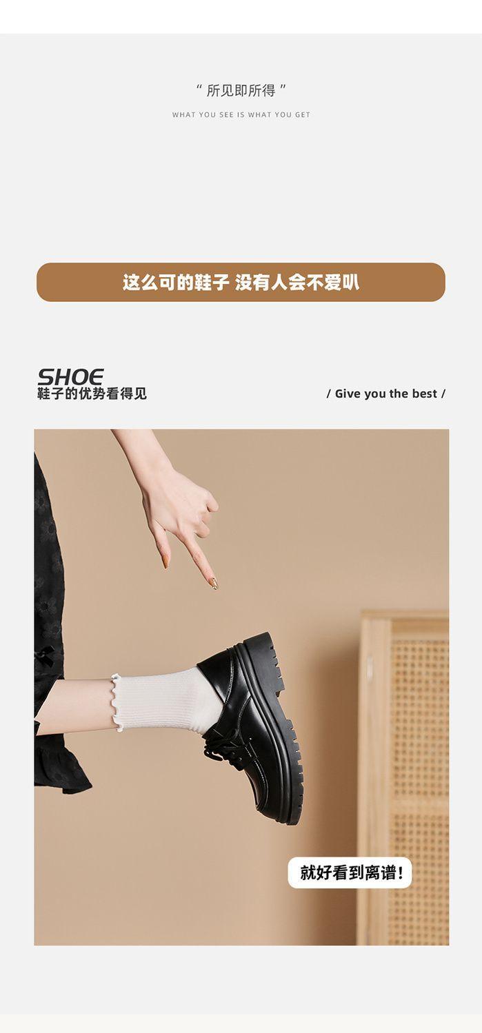Product Introduction of Genuine Leather Loafers for Women 2024 Spring and Autumn New Soft Sole Thick Sole Lace-up Retro Single Shoes Versatile British JK Small Leather Shoes Women 9