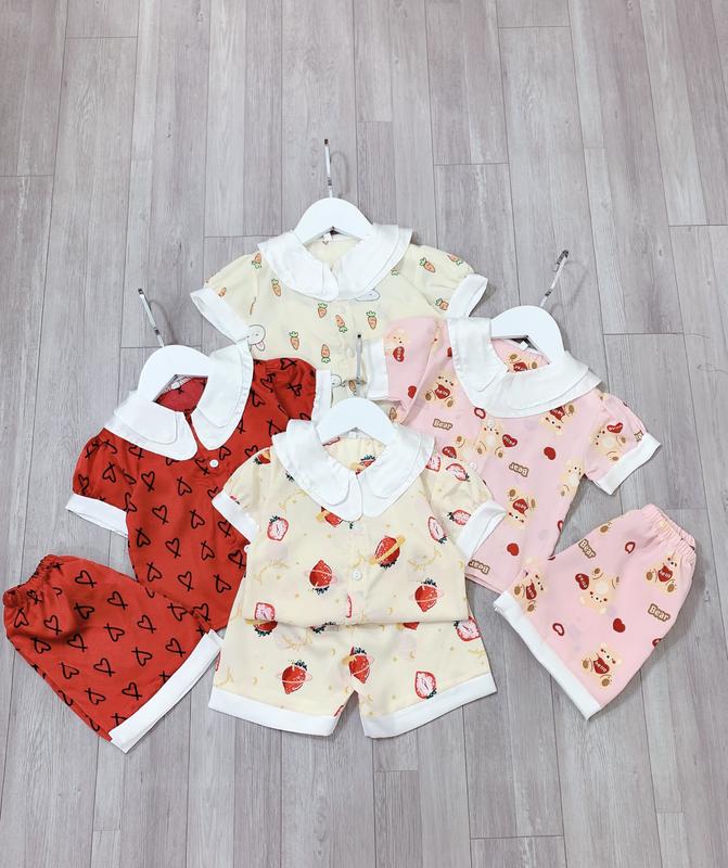  Đồ ngủ cho bé,bộ pijama Cộc Tay bé gái,chất lụa hình đáng yêu cho bé gái 8-36kg 