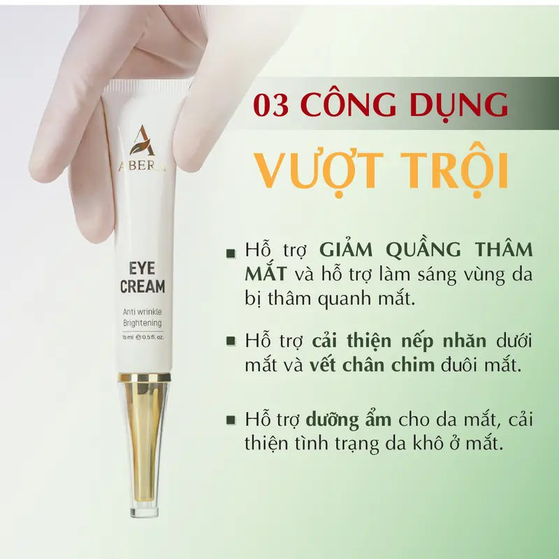 [02 TUÝP] Kem Mắt Abera 15ml - Tặng 01 máy massage mắt - Hỗ trợ giảm thâm mắt và nếp nhăn mắt 1