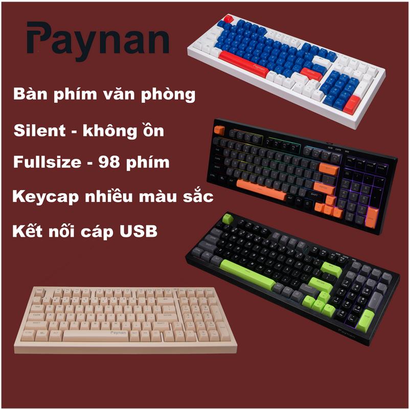  Bàn phím văn phòng Paynan chống ồn kết nối cáp 98 phím led Rainbow keycap nhiều màu sắc năng động 