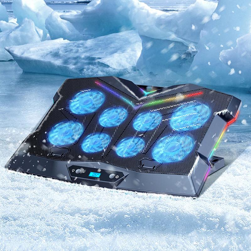 Đế tản nhiệt gaming RGB Z8 cho LAPTOP MA CBook máy tính bảng có đèn LED viền RGB 8 Quạt giúp làm Mát Nhanh Chạy Mạnh Êm