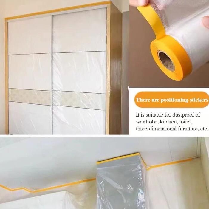 Plastik Pelindung Debu Renovasi / Covering Film Masking Tape / Plastik Debu / Cover Plastik / Plastik Pelindung Debu / Plastik Serbaguna Penutup Furniture 2