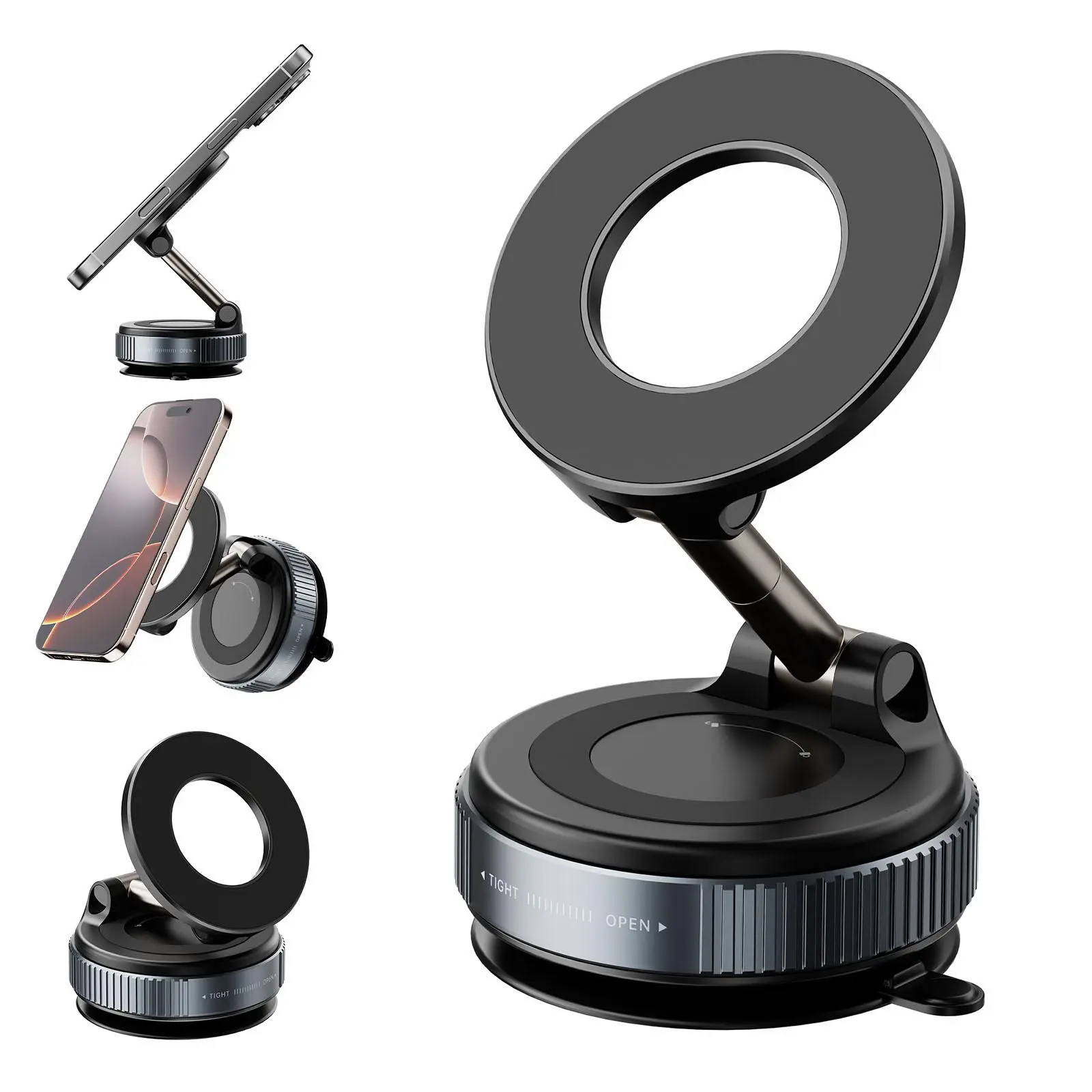 Magnetic Phone Holder, Vacuum Suction Cup Phone Mount for Car, Adjustable and Foldable Multifunctional Cell Phone Accessories, Car Accessories