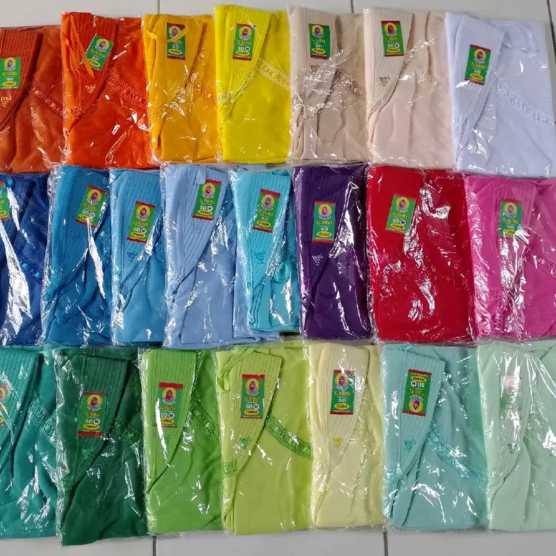 Jilbab Anak Sekolah Paud TK SD SMP SMA Robbani Dewasa - Bahan Kaos PE Tebal Adem - Muslim, Pita, Kerudung, Serut, Putih, Instan 0