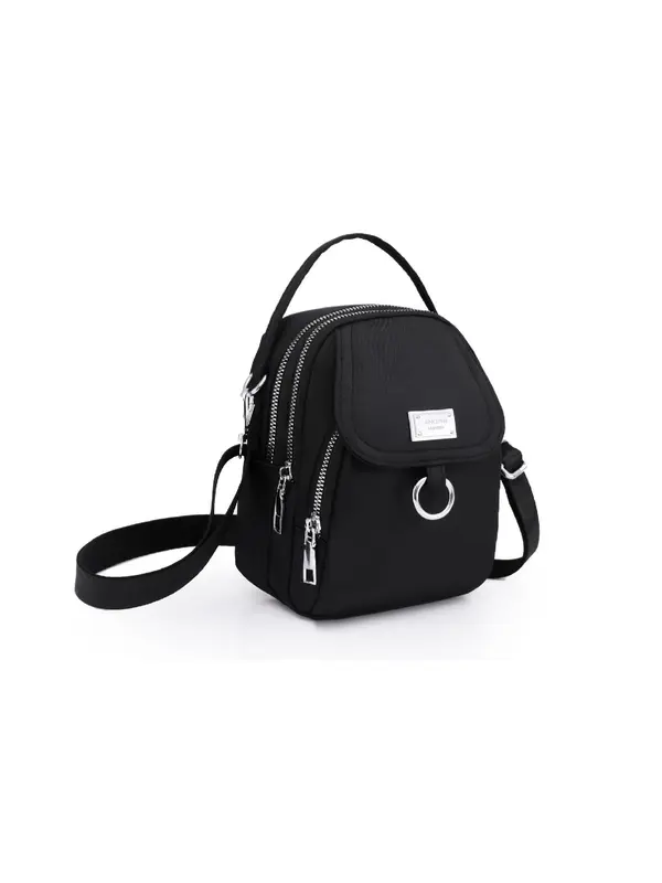 Women's Solid Color Metal Patched Design Zipper Crossbody Bag, Sling Purse, Fashionable Phone Wallet Bag for Daily Used 6
