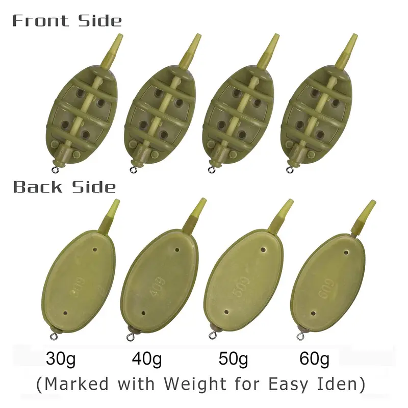 Carp Fishing Feeder Set, 1 Set Including 4 Counts Fishing Feeder & 1 Count Rubber Mold, Outdoor Fishing Accessories 4