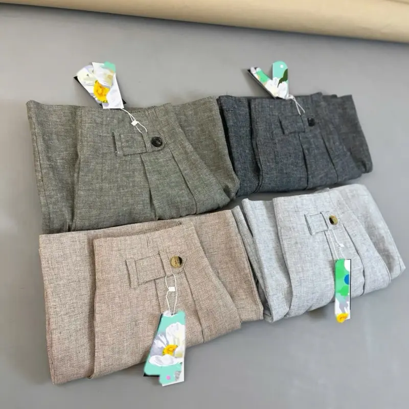 Quần suông culottes Linen cạp bán chun mặc thoải mái rộng rãi màu đẹp Nữ Women