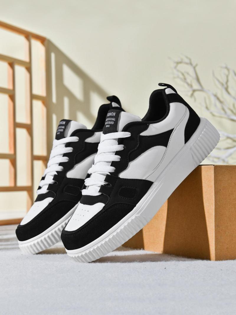Product Introduction of Men's Fashionable Lace Up Low Top Sneakers, Casual Breathable Lightweight Sports Running Shoes, Male All-match Round Toe Shoes for Daily Wear 1