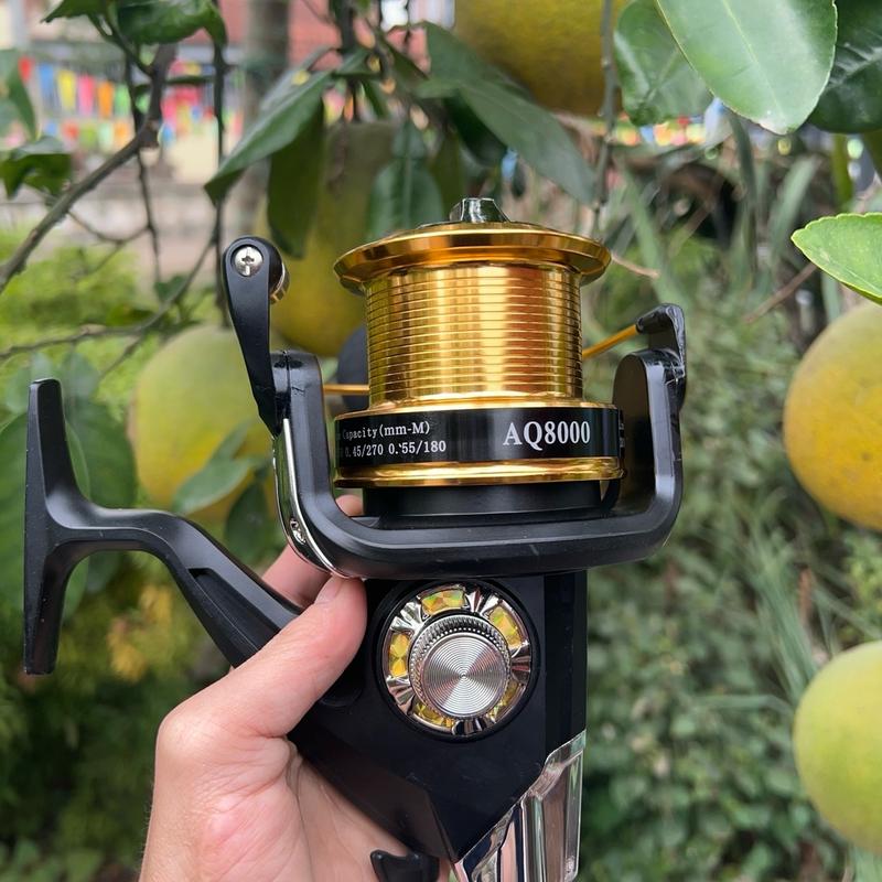 Máy Câu Cá Cối Nông AQ 8000-9000-10000-11000-12000 Tải 20kg Tốc Độ 4.9:1 Chất Lượng Cao Sang Trọng Vàng Đen Vàng Trắng