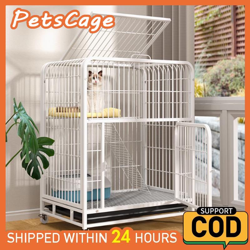 Chuồng Mèo 2 Tầng Đen Trắng Biệt Thự Mèo Nền Tảng Lớn Nhà Cho Mèo PetsCage