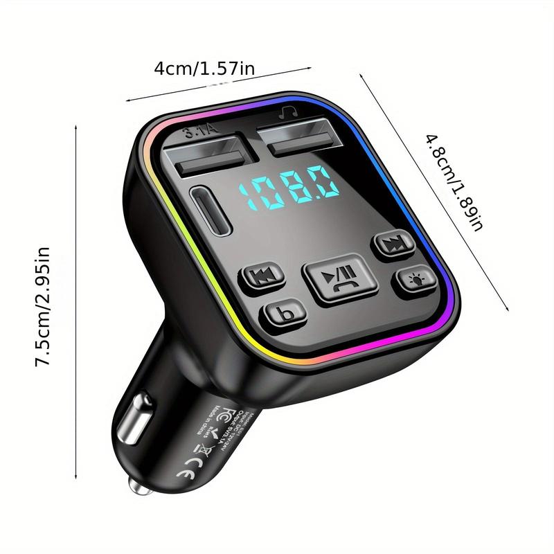 Product Introduction of Multifunctional Car FM Transmitter, Wireless Radio Adapter Car Kit MP3 Player, Bluetooth-compatible Wireless Car Charger with Digital Display 8