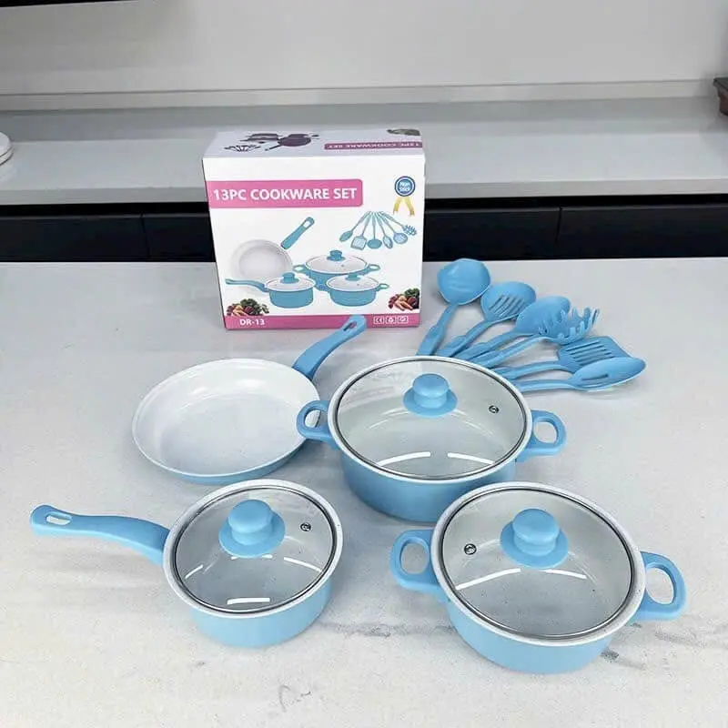 BỘ NỒI KÈM CHẢ TRÁNG MEN 13 CHI TIẾT CHỐNG DÍNH CỰC TỐT - NỒI NẤU ĐA NĂNG PHÙ HỢP CH MỌI LẠI BẾP