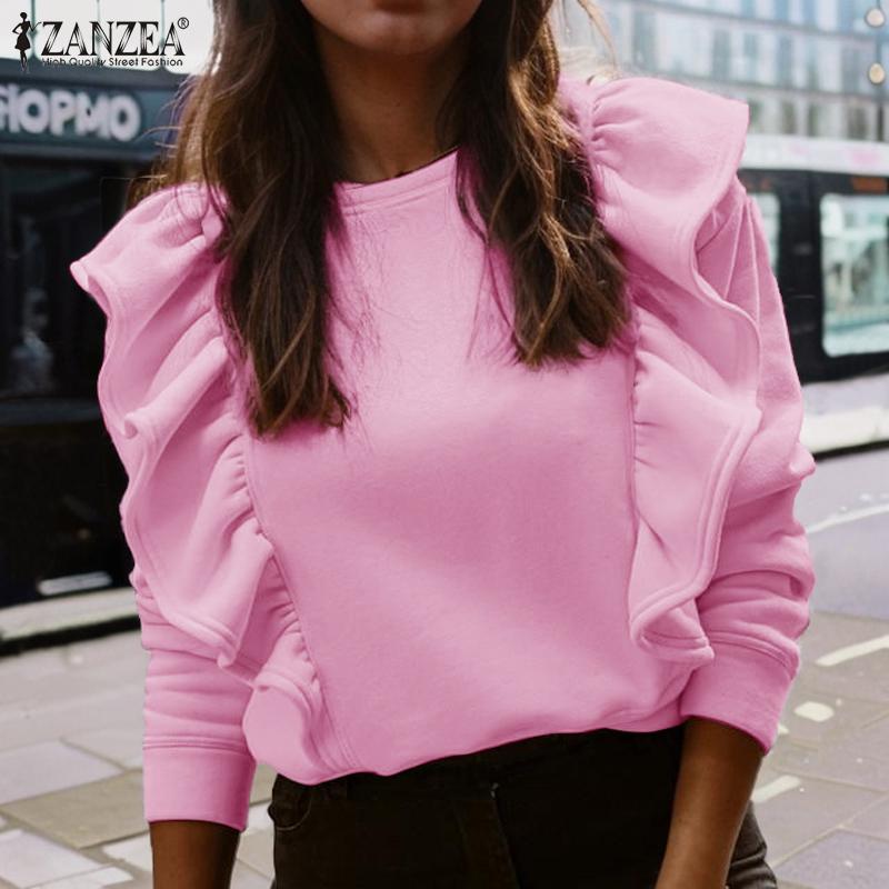 Product Introduction of ZANZEA Women Fashion Ladylike O Neck Pullover Full Sleeve Ruffled Edge Office Casual Sweatshirts * 28