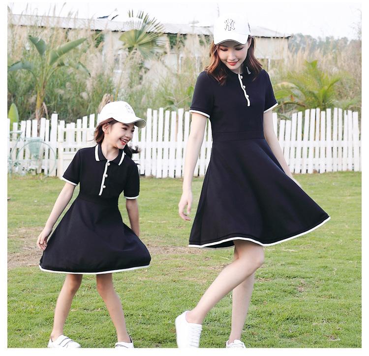 Product Introduction of Hi Mia's Shop | Spring and Summer New Internet Celebrity Parent-Child Dress Summer Classic Style Mother-Daughter Dress Short Sleeve Couple Suit 7