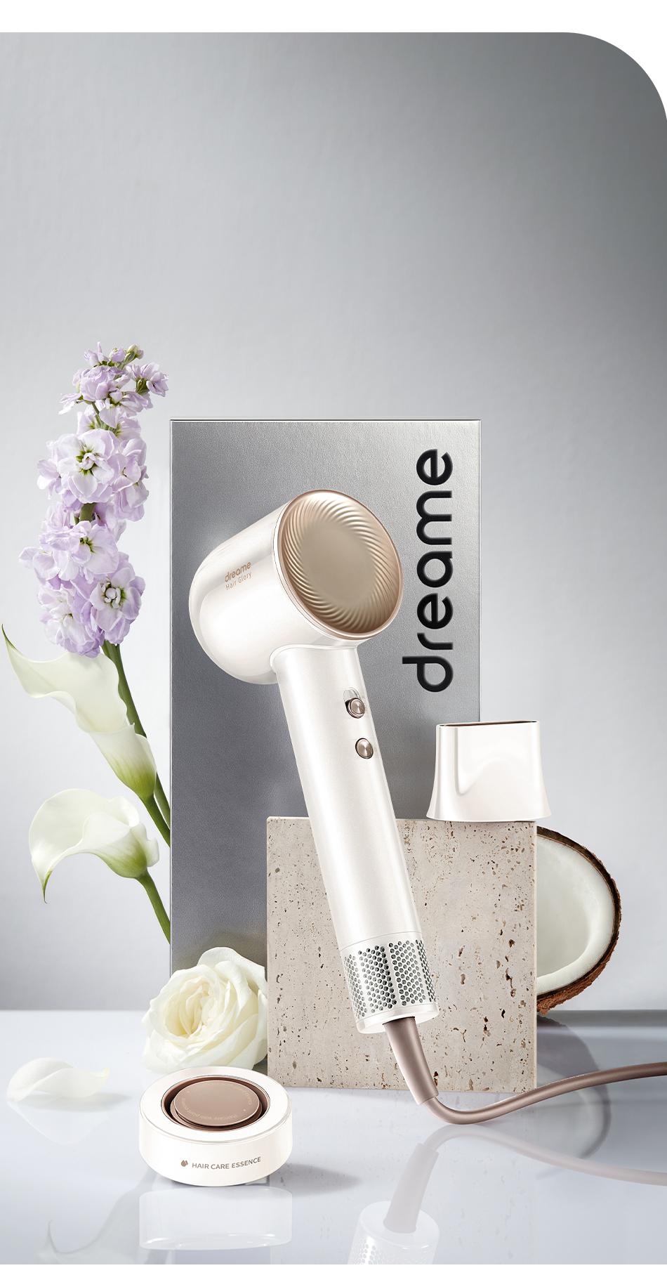 Dreame Hair Glory Hair Dryer Pengering Rambut | Kecepatan Tinggi 2 Menit Cepat Kering  | Perawatan Rambut dengan Esensi dan 300 Juta Ion Negatif Hairdryer| 2 Tahun Garansi