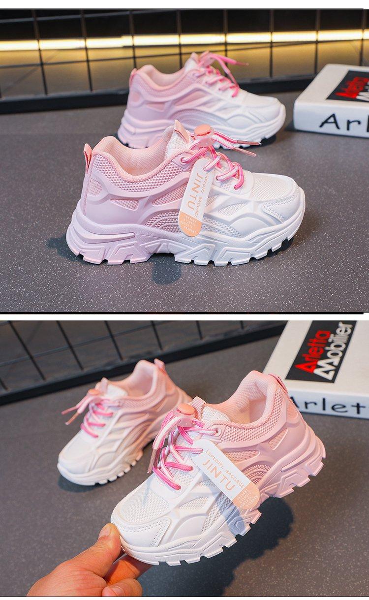 Product Introduction of New model for March 2025, fashionable new Korean version of children's mesh shoes, white shoes, female student running shoes soft bottom 13