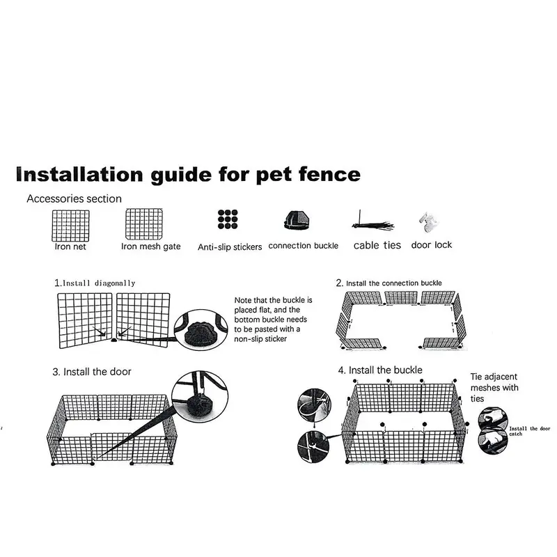 Pet Cage, 1 Set Portable Pet Crate with Door, Pet Cage for Indoor, Pet Fence, Pet Kennel for Small Medium Dogs & Cats 6