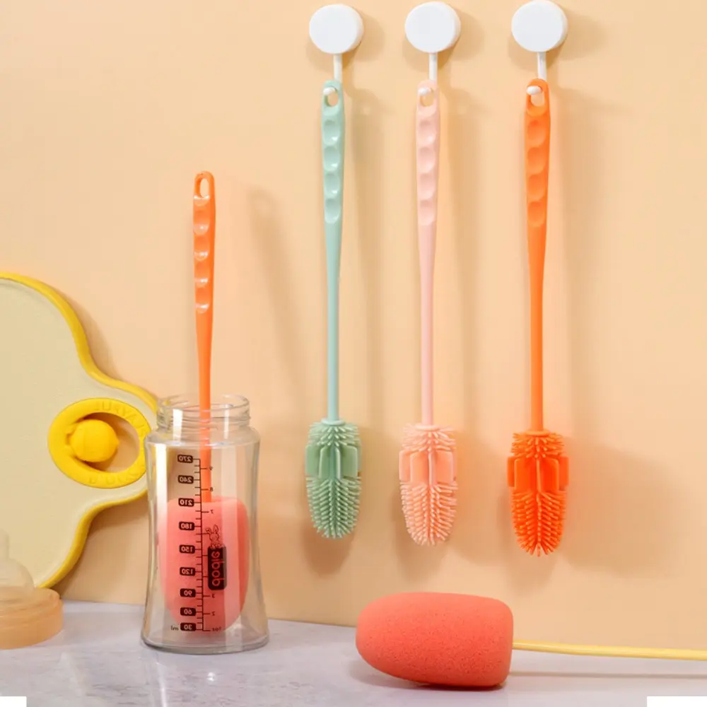 New Long Handle Sponge Brushes Multifunctional Portable Cup Brush Household 360 Degree Bottle Brush