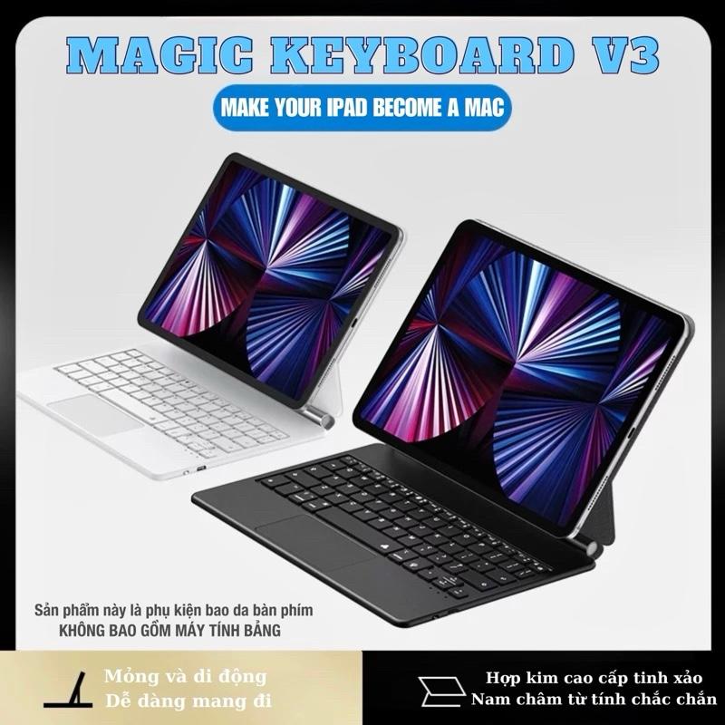 [Magic Keyboard V3] Bao da bàn phím máy tính bảng iPad Pro M1/M2/M4, Air 7/6/5/4, Gen 10/11 kết nối Bluetooth có đèn led phụ kiện iPad