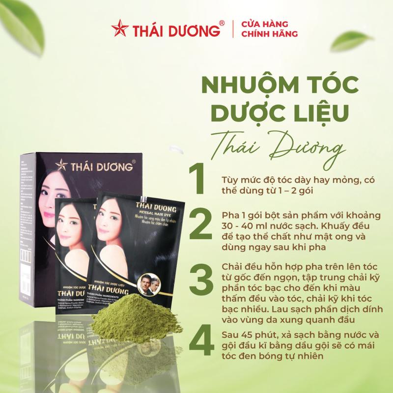 [Live - Mua 2 tặng 1] 02 Nhuộm tóc Dược liệu Thái Dương (Hộp 5 gói x 10g) tặng 01 sữa tắm 7 Plus Gold 50gr - Sao Thái Dương 4