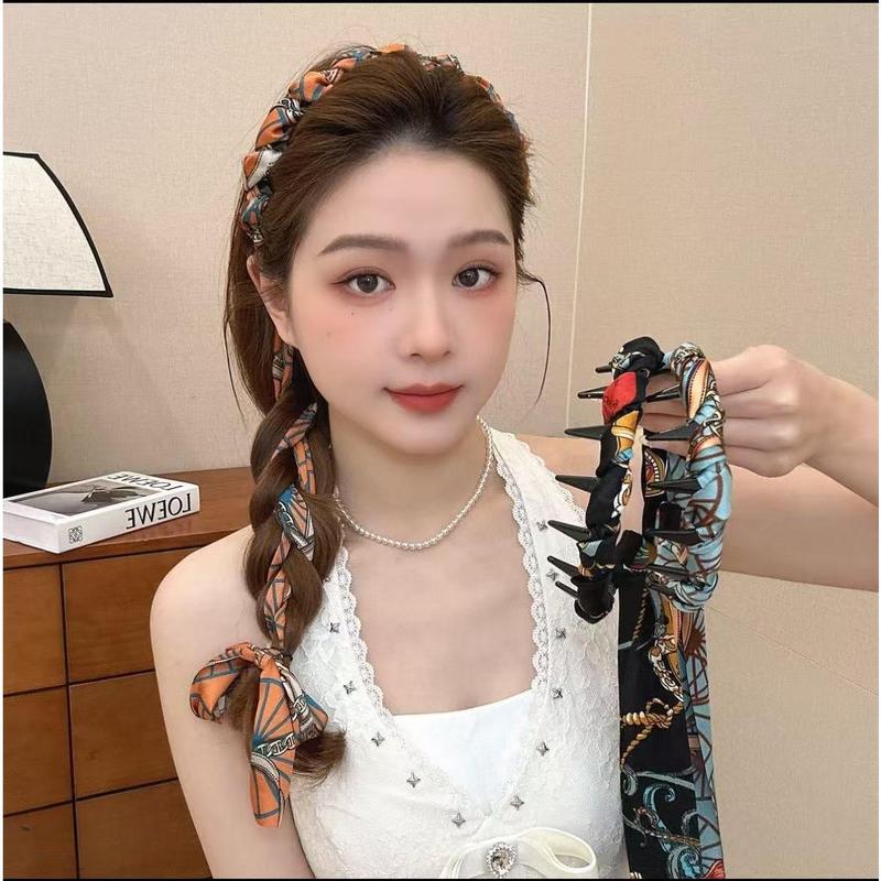 Băng Đô Ruy Băng Chống Trượt Phong Cách Cổ Điển Mới Băng Đô Tóc Buộc Tóc tết Phong Cách Cao Cấp Và Sành Điệu Kèm Phụ Kiện Tóc Như Kẹp Tóc Và Khăn Quàng Cổ