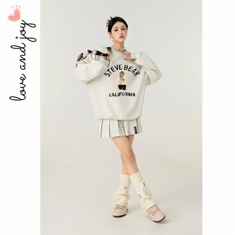(Love and joy) Áo sweater nam nữ in hình form rộng cổ tròn tay dài vải nỉ bông cotton mềm mịn phong cách Unisex M17 5