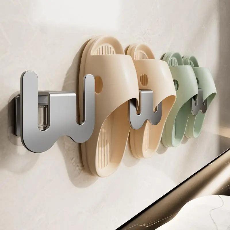 Stick-On Shoe Holder for Bathroom - Space Saving Wall/Door Mount, No Damage Hanging Shelf! (2KG Load)