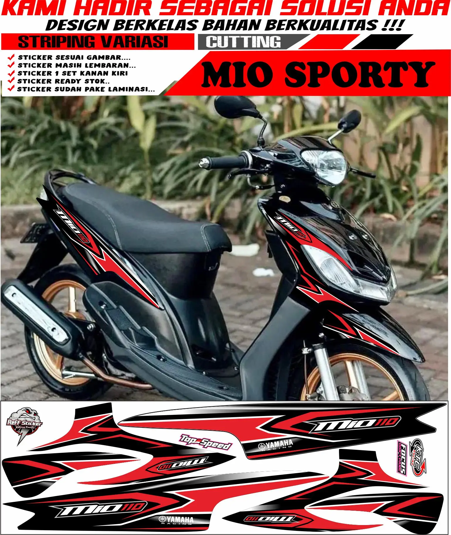 STRIPING SEMI FULL VARIASI MIO SPORTY RACING ,STICKER MOTOR MIO SPORTY Motorcycle