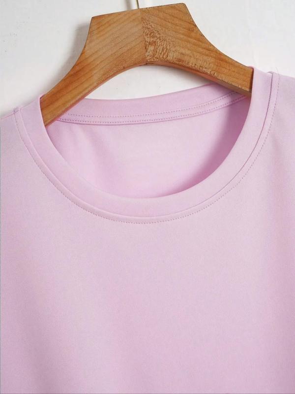 Women's Sun Print Drop Shoulder Tee, Casual Half Sleeve Round Neck T-Shirt for Daily Wear, Ladies Clothes for All Seasons, Summer Clothes 2