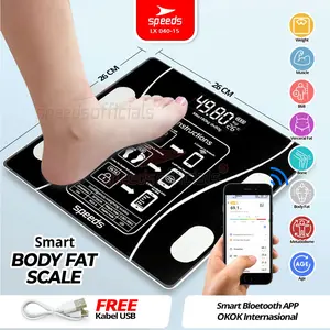 SPEEDS Timbangan Badan Smart Bluetooth App Fat Digital Weight Scale 26cm Fat Scaler USB Aplikasi Pengukur Lemak 040-15